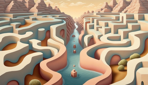 River flowing through a maze v21