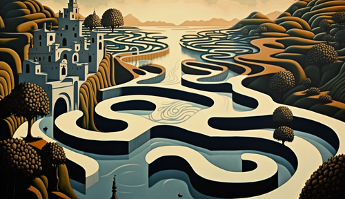 River flowing through a maze v23